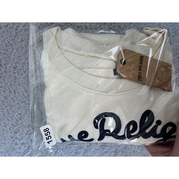 True Religion Womens L Cream Sweatshirt Casual Long Sleeve Soft Cozy Comfy Y2K - Picture 16 of 16